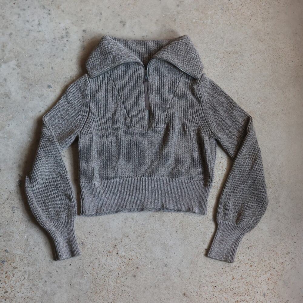 Varley Mentone Women's Cropped True Knit Quarter Zip 100% Cotton Sweater S